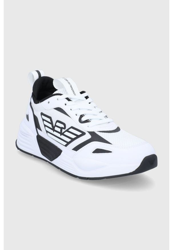 EA7 Emporio Armani Buty kolor biały na platformie. Nosek buta: okrągły. Zapięcie: sznurówki. Kolor: biały. Materiał: guma. Obcas: na platformie