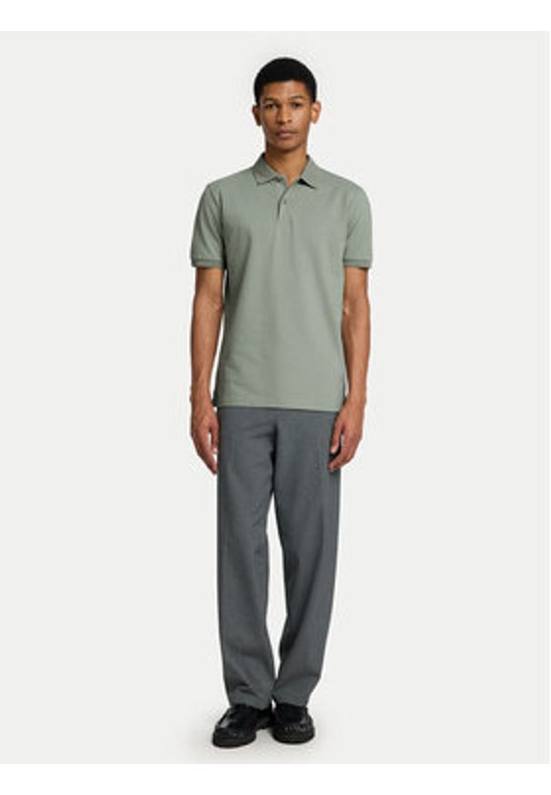 Selected Homme Polo 16095851 Zielony Slim Fit. Typ kołnierza: polo. Kolor: zielony. Materiał: bawełna