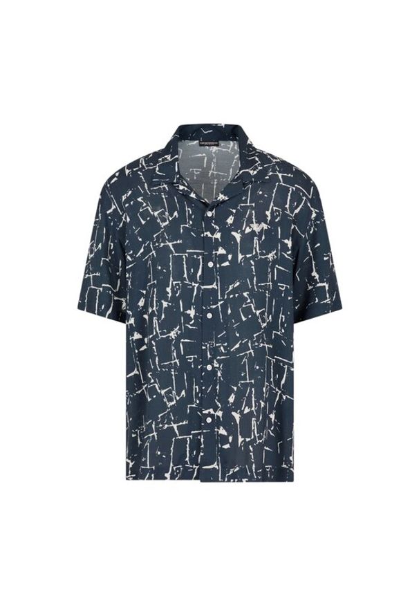 Emporio Armani Koszula EM000593 AF12351 FB070 Granatowy Regular Fit. Kolor: niebieski. Materiał: wiskoza