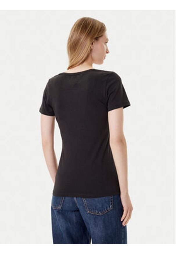 Tommy Jeans T-Shirt Tjw Skinny Stretch DW0DW09197 Czarny Slim Fit. Kolor: czarny. Materiał: bawełna