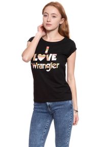 Wrangler - WRANGLER T SHIRT DAMSKI I LOVE TEE BLACK W700LEA01 112130872. Okazja: na co dzień. Wzór: nadruk. Styl: casual #4