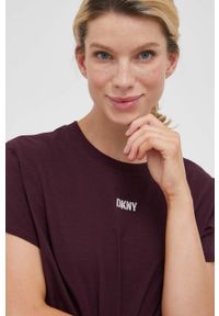 DKNY - Dkny t-shirt bawełniany kolor bordowy. Kolor: czerwony. Materiał: bawełna. Wzór: aplikacja #2