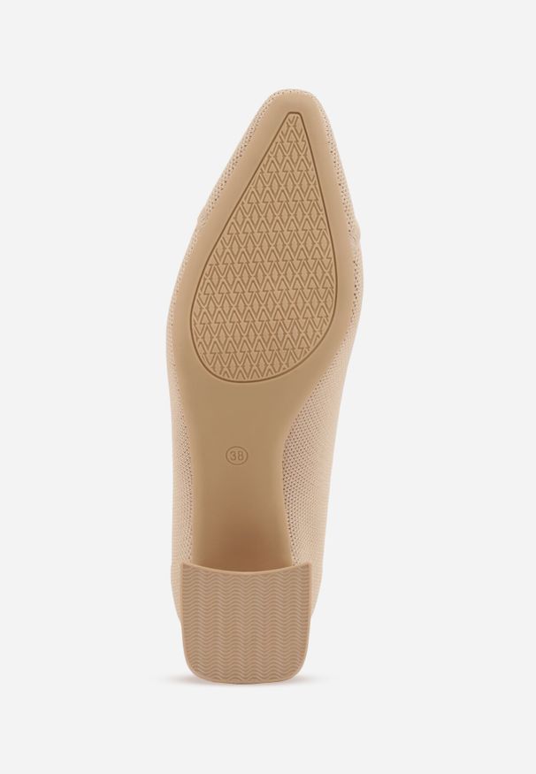 Born2be - Ciemnobeżowe Dzianinowe Czółenka VICES na Niskim Słupku z Miękkim Zapiętkiem i Wkładką Soft-Step Kaleana. Okazja: na spotkanie biznesowe, na co dzień. Kolor: beżowy. Materiał: dzianina. Obcas: na słupku. Styl: klasyczny, biznesowy, casual, elegancki