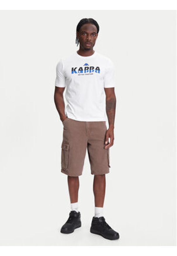 Kappa T-Shirt 351U8KW 001 Biały Regular Fit. Kolor: biały. Materiał: bawełna