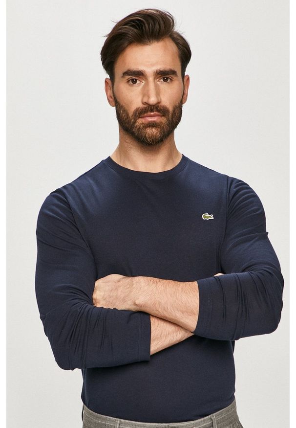 Lacoste - Longsleeve. Okazja: na co dzień. Kolor: niebieski. Materiał: materiał. Długość rękawa: długi rękaw. Styl: casual