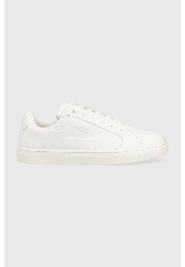 Trussardi Jeans - Trussardi sneakersy Eris kolor biały 79A00849 9Y099998. Nosek buta: okrągły. Zapięcie: sznurówki. Kolor: biały. Materiał: guma