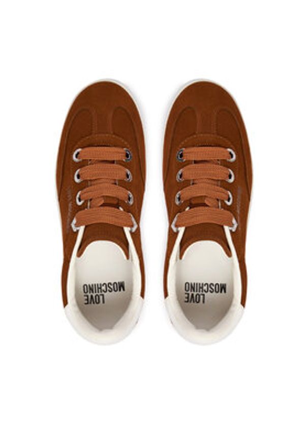 Love Moschino - LOVE MOSCHINO Sneakersy JA15142G1OIG0200 Brązowy. Kolor: brązowy. Materiał: skóra, zamsz