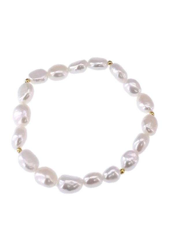 Enaya - CRISTA GOLD Bransoletka białe naturalne perły nieregularne na gumce. Materiał: pozłacane, złote, srebrne. Kolor: biały. Wzór: aplikacja. Kamień szlachetny: perła