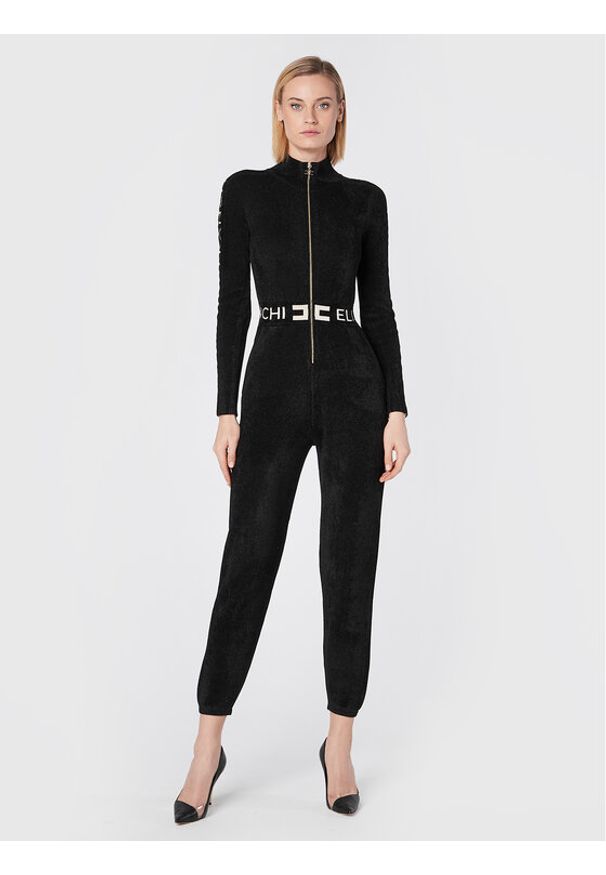 Elisabetta Franchi Kombinezon KT-19S-26E2-V520 Czarny Slim Fit. Kolor: czarny. Materiał: wełna