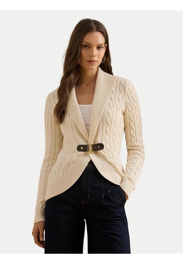 Lauren Ralph Lauren - LAUREN RALPH LAUREN Kardigan 200P03473003 Beżowy Regular Fit. Kolor: beżowy. Materiał: bawełna