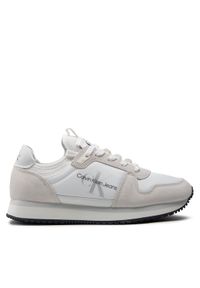 Calvin Klein Jeans Sneakersy Runner Sock Laceup Ny-Lth Wn YW0YW00840 Biały. Kolor: biały. Materiał: materiał