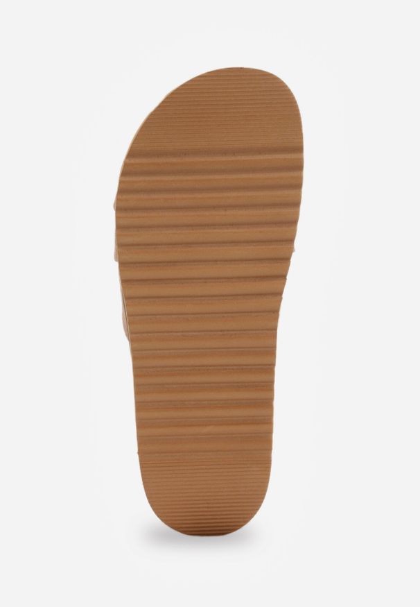 Born2be - Beżowe Klapki VICES z Przeplatanymi Paskami Anreene. Okazja: na co dzień. Kolor: beżowy. Materiał: len. Wzór: paski. Styl: elegancki, casual, klasyczny