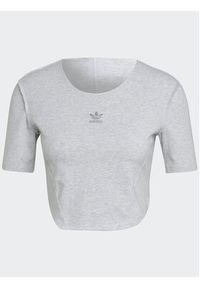 Adidas - adidas T-Shirt Crop Loungewear HL9130 Szary Regular Fit. Kolor: szary. Materiał: bawełna #2