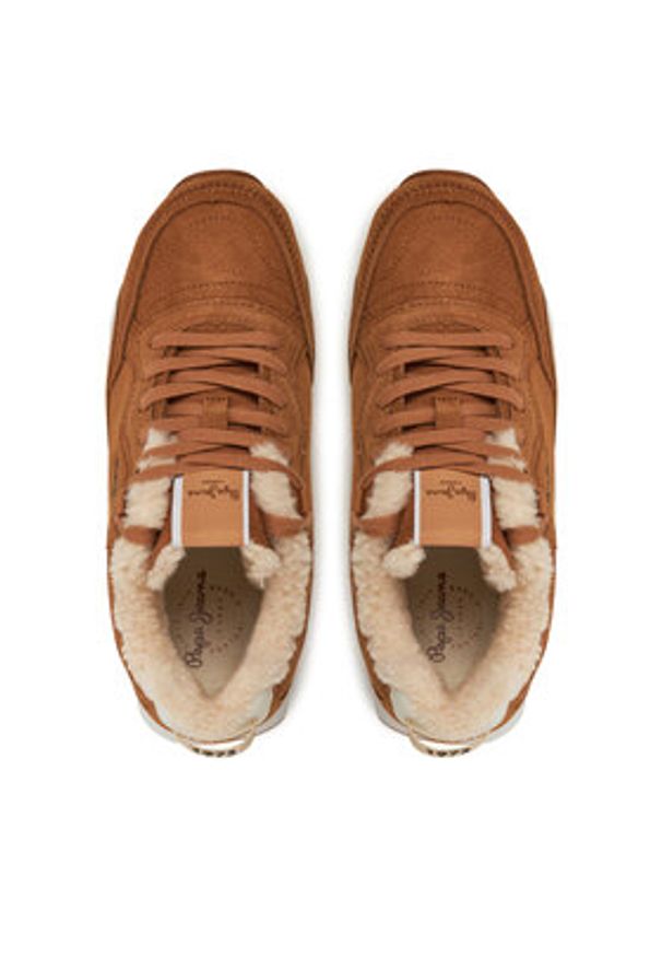 Pepe Jeans Sneakersy PLS60015 Brązowy. Kolor: brązowy. Materiał: zamsz, skóra