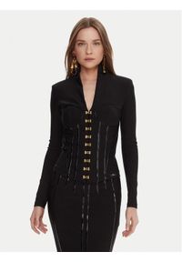 Elisabetta Franchi Marynarka GI-182-57E2-V590 Czarny Slim Fit. Kolor: czarny. Materiał: syntetyk