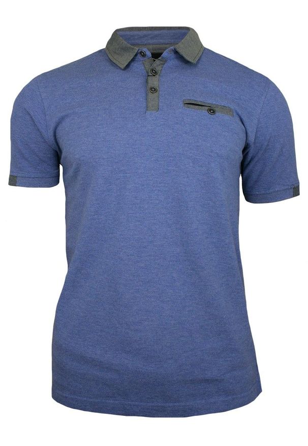 Koszulka Polo, Niebieska z Kieszonką -100% BAWEŁNA- Chiao, Męska, Krótki Rękaw. Typ kołnierza: polo. Kolor: niebieski. Materiał: bawełna. Długość rękawa: krótki rękaw. Długość: krótkie
