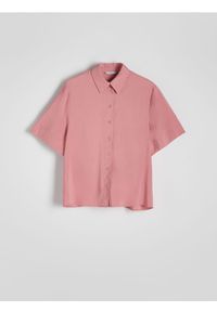 Reserved - Koszula z krótkim rękawem - brudny róż. Kolor: różowy. Materiał: tkanina, wiskoza. Długość rękawa: krótki rękaw. Długość: krótkie. Wzór: gładki
