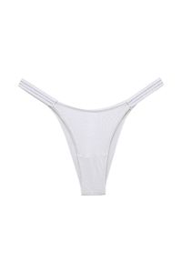 Intica - Stringi z elastycznymi paskami pod obcisłe ubrania Saburi. Kolor: biały. Materiał: materiał, skóra. Wzór: paski