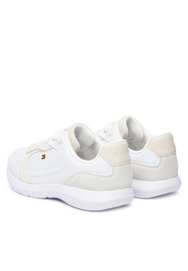 TOMMY HILFIGER - Tommy Hilfiger Sneakersy Light Runner FW0FW09409 Biały. Kolor: biały. Materiał: skóra