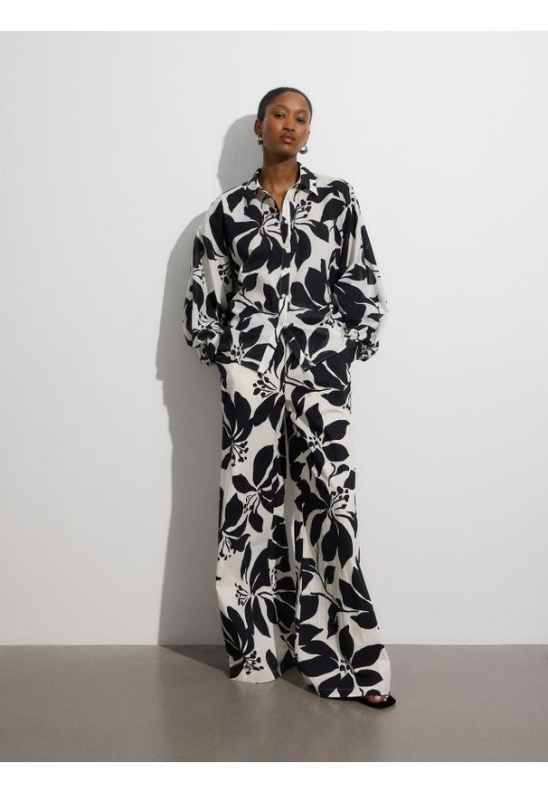 Reserved - Bawełniana koszula ze wzorem - wielobarwny. Materiał: bawełna