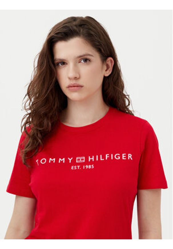 TOMMY HILFIGER - Tommy Hilfiger T-Shirt WW0WW40276 Czerwony Regular Fit. Kolor: czerwony. Materiał: bawełna