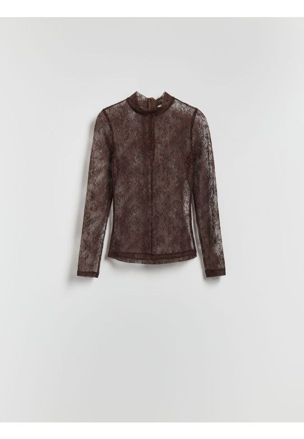 Reserved - Koronkowa bluzka - bordowy. Kolor: czerwony. Materiał: koronka