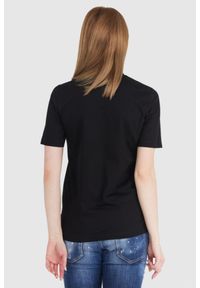 DSQUARED2 Czarny t-shirt damski icon spray, Rozmiar S. Kolor: czarny. Materiał: bawełna, prążkowany. Wzór: nadruk #4