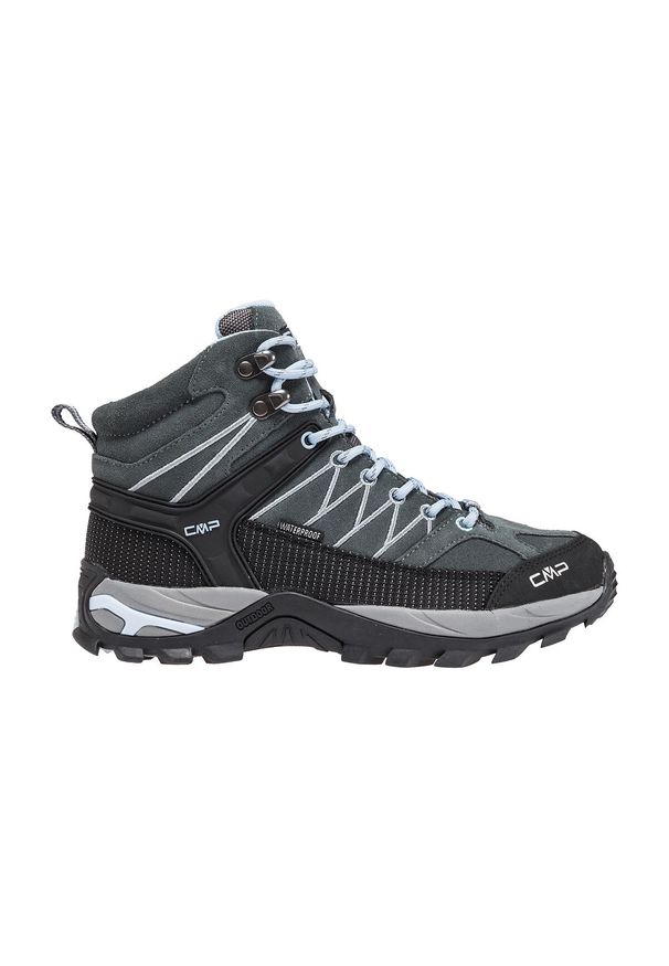 Damskie buty trekkingowe CMP Rigel Waterproof. Kolor: szary, niebieski, wielokolorowy. Materiał: materiał, syntetyk, skóra. Szerokość cholewki: normalna