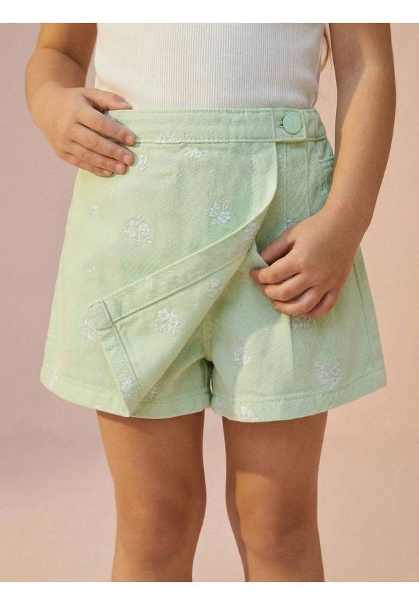 Sinsay - Spódnico-spodenki z haftowanym motywem kwiatowym - turkusowy. Kolor: turkusowy. Wzór: haft, kwiaty