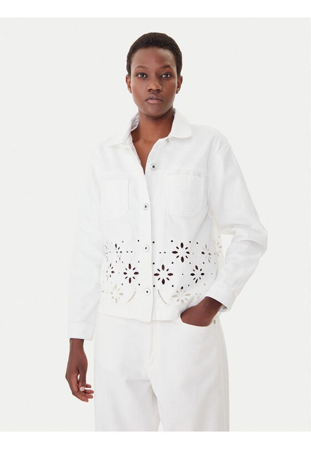 Morgan Kurtka jeansowa 252-VBRAD Biały Regular Fit. Kolor: biały. Materiał: bawełna