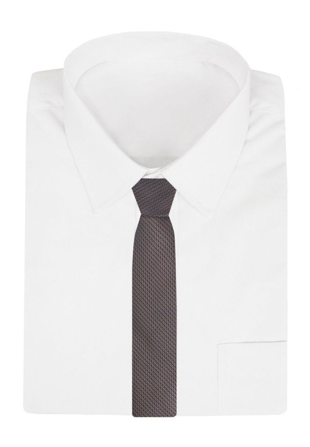Klasyczny, Męski Krawat Alties - Granat w Drobny Wzorek. Kolor: niebieski. Materiał: tkanina. Styl: klasyczny