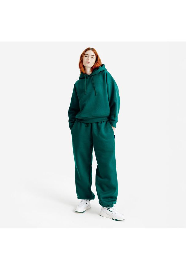 Decathlon - Spodnie damskie Elementals. Kolor: zielony. Materiał: poliester, bawełna, materiał