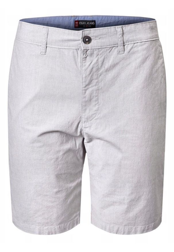 Lekkie, Bawełniane Szorty (Krótkie Spodenki) - Pako Jeans - Popielate. Kolor: szary. Materiał: bawełna, elastan. Długość: krótkie. Sezon: lato. Styl: klasyczny
