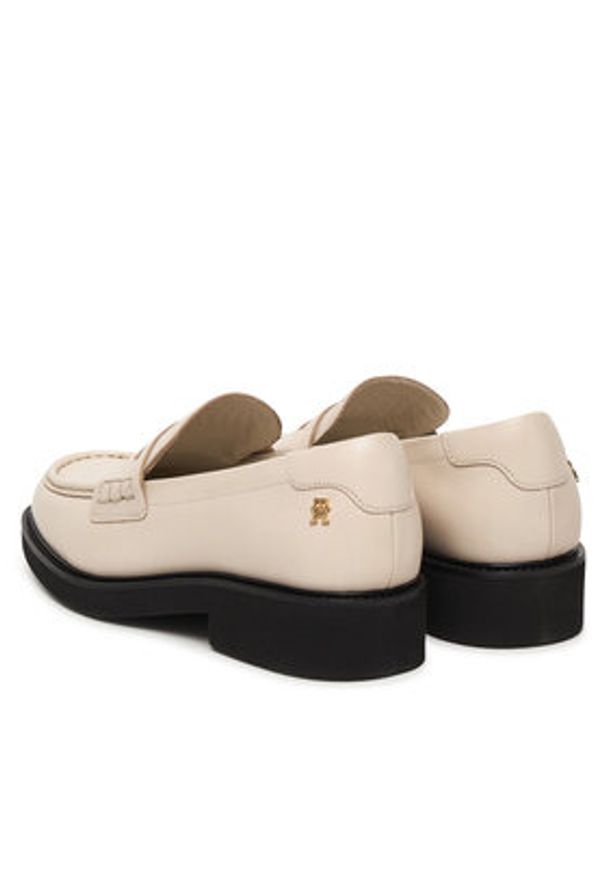 TOMMY HILFIGER - Tommy Hilfiger Loafersy Elettra Penny Leather FW0FW09360 Écru. Kolor: kremowy. Materiał: skóra