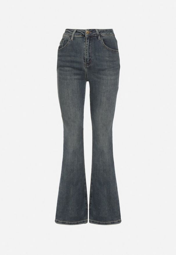 Born2be - Niebieskie Jeansy Dzwony z Wysokim Stanem Fesanera. Okazja: na co dzień. Stan: podwyższony. Kolor: niebieski. Styl: casual, klasyczny, elegancki