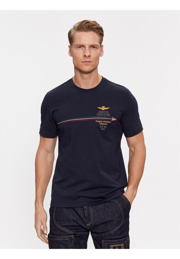 Aeronautica Militare T-Shirt 232TS2078J592 Granatowy Regular Fit. Kolor: niebieski. Materiał: bawełna