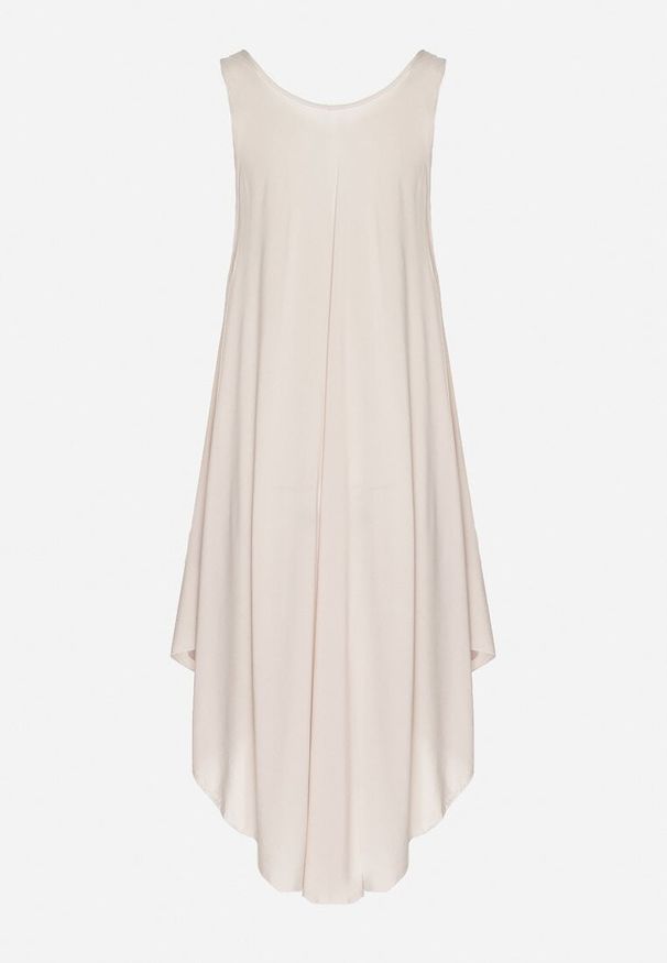 Born2be - Jasnobeżowa Rozkloszowana Sukienka z Bawełny Tesaxelle. Okazja: na co dzień, na spotkanie biznesowe. Kolor: beżowy. Materiał: bawełna. Typ sukienki: proste. Styl: casual, elegancki, biznesowy