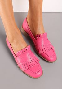 Born2be - Różowe Mokasyny Ozdobione Frędzlami Przy Kwadratowym Nosku Passa. Okazja: na co dzień. Zapięcie: bez zapięcia. Kolor: różowy. Materiał: jeans. Wzór: aplikacja. Styl: casual, elegancki #1