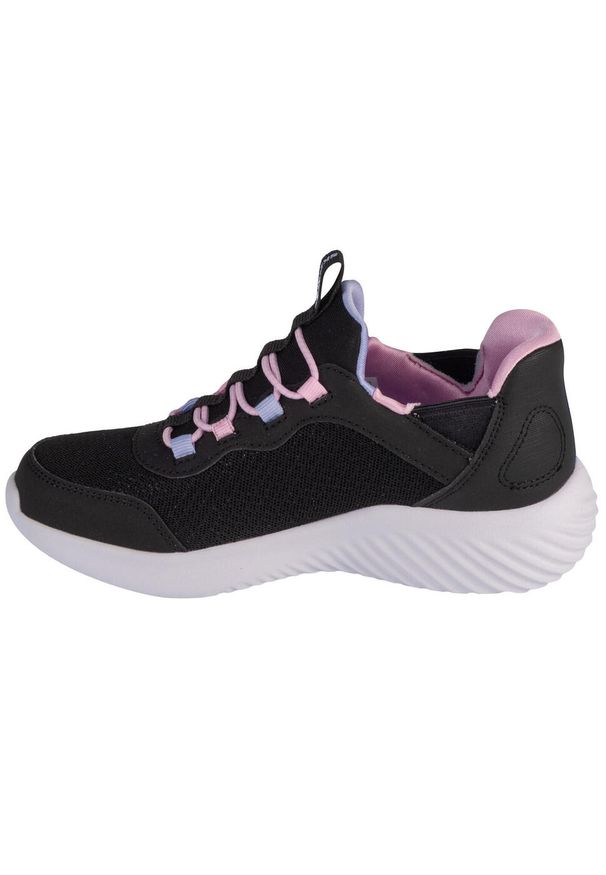 skechers - Buty sportowe Sneakersy dziewczęce, Slip-Ins: Bounder - Simple Cut. Kolor: czarny. Materiał: tkanina, syntetyk. Sport: turystyka piesza