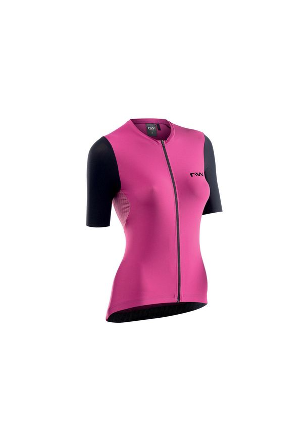 Koszulka rowerowa damska NORTHWAVE EXTREME Wmn Jersey różowa. Kolor: wielokolorowy, czarny, różowy. Materiał: jersey