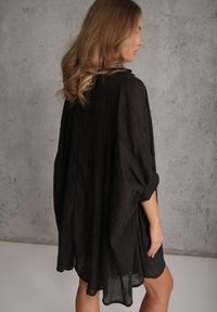 Renee - Czarna Nietoperzowa Koszula na Lato ze Zwiewnej Bawełny o Kroju Oversize Caeilla. Kolor: czarny. Materiał: bawełna. Sezon: lato. Styl: elegancki, wakacyjny, klasyczny #4
