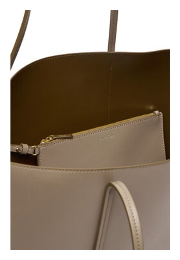 Calvin Klein Torebka Foil Logo Tote W/Pouch LV04F3274G Beżowy. Kolor: beżowy. Materiał: skórzane