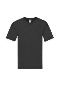 FRUIT OF THE LOOM - Męska Oryginalna Koszulka Z Dekoltem W Szpic. Kolor: czarny #1