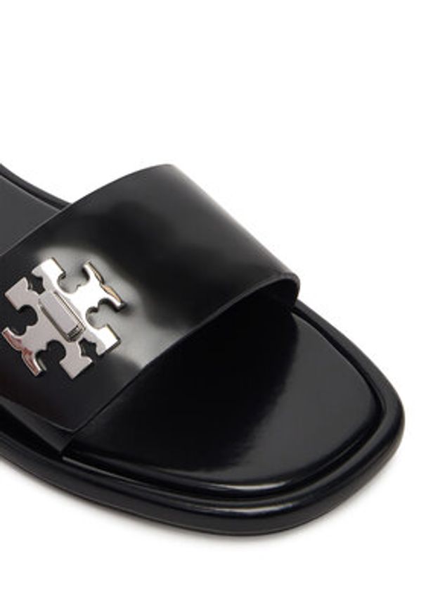 Tory Burch Klapki T Lock Slide 164676 Czarny. Kolor: czarny. Materiał: skóra