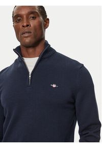 GANT - Gant Sweter Casual Cotton Half Zip 8030170 Granatowy Regular Fit. Okazja: na co dzień. Kolor: niebieski. Materiał: bawełna. Styl: casual