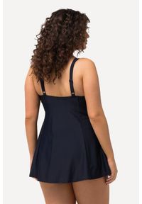 ULLA POPKEN - Damska Sukienka Kąpielowa kropki ozdobna kokardka miękkie miseczki. Kolekcja: plus size. Kolor: niebieski. Materiał: poliamid. Wzór: kropki