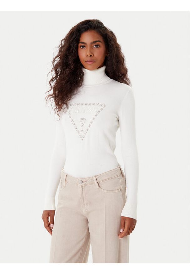 Guess Golf W5BR39 Z2NQ2 Biały Regular Fit. Typ kołnierza: golf. Kolor: biały. Materiał: wiskoza