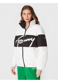 Tommy Jeans Kurtka puchowa Signature DW0DW14308 Biały Oversize. Kolor: biały. Materiał: syntetyk