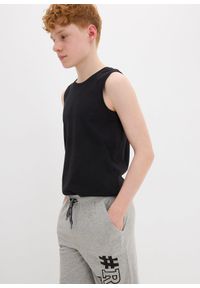 bonprix - Bermudy shirtowe chłopięce (2 pary). Kolor: czarny. Wzór: nadruk #3