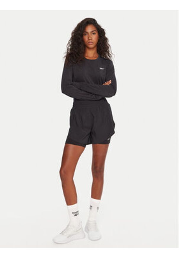 Reebok Szorty sportowe RK25186CCW Czarny Slim Fit. Kolor: czarny. Materiał: syntetyk